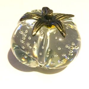 Controlled Bubble Tomato & Brass Stem Paperweight